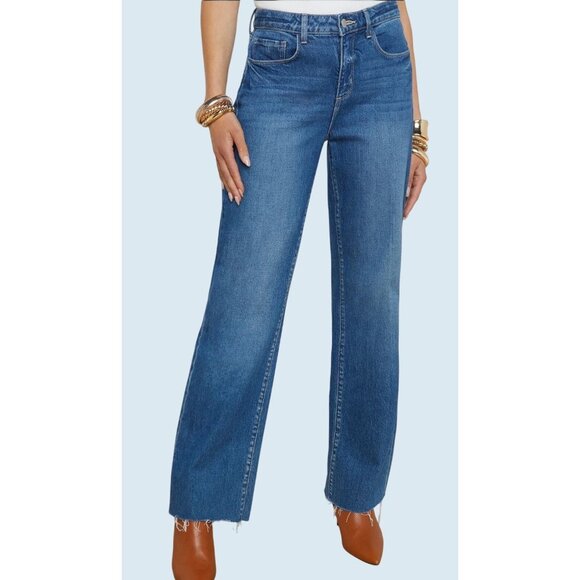 L'AGENCÉ Wide Leg Raw Hem Mid Rise Jeans Size 24 - Picture 1 of 8